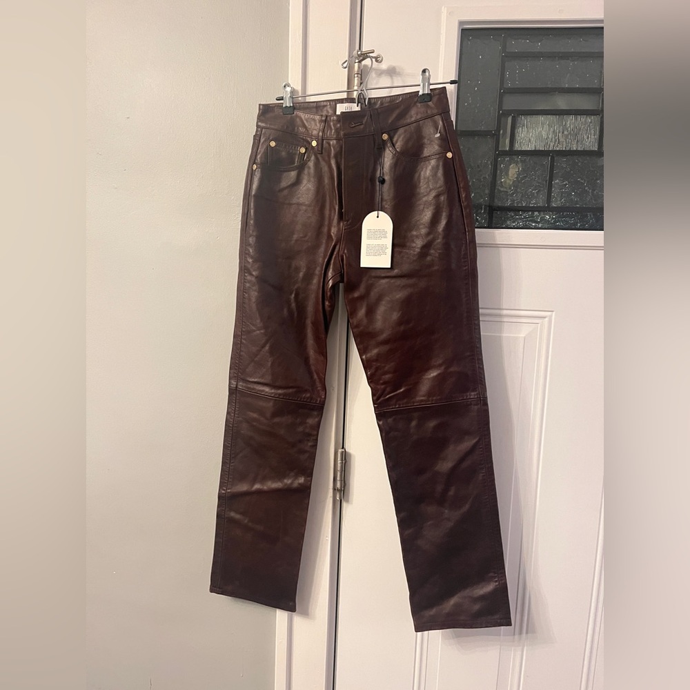 Elegant Women's Brown Leather Pants